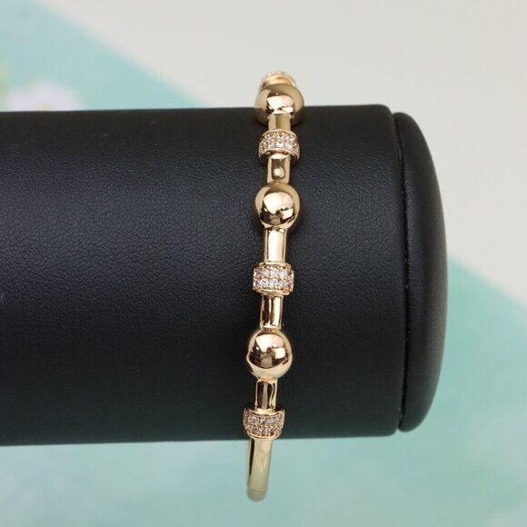 Elegant Rose Gold Bangle with Beaded Design and Sparkling Accents, XPBL0465 - Picture 5 of 12